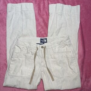 The North Face Linen Striped Khaki White Pants Women's Size 2 Regular Drawstring